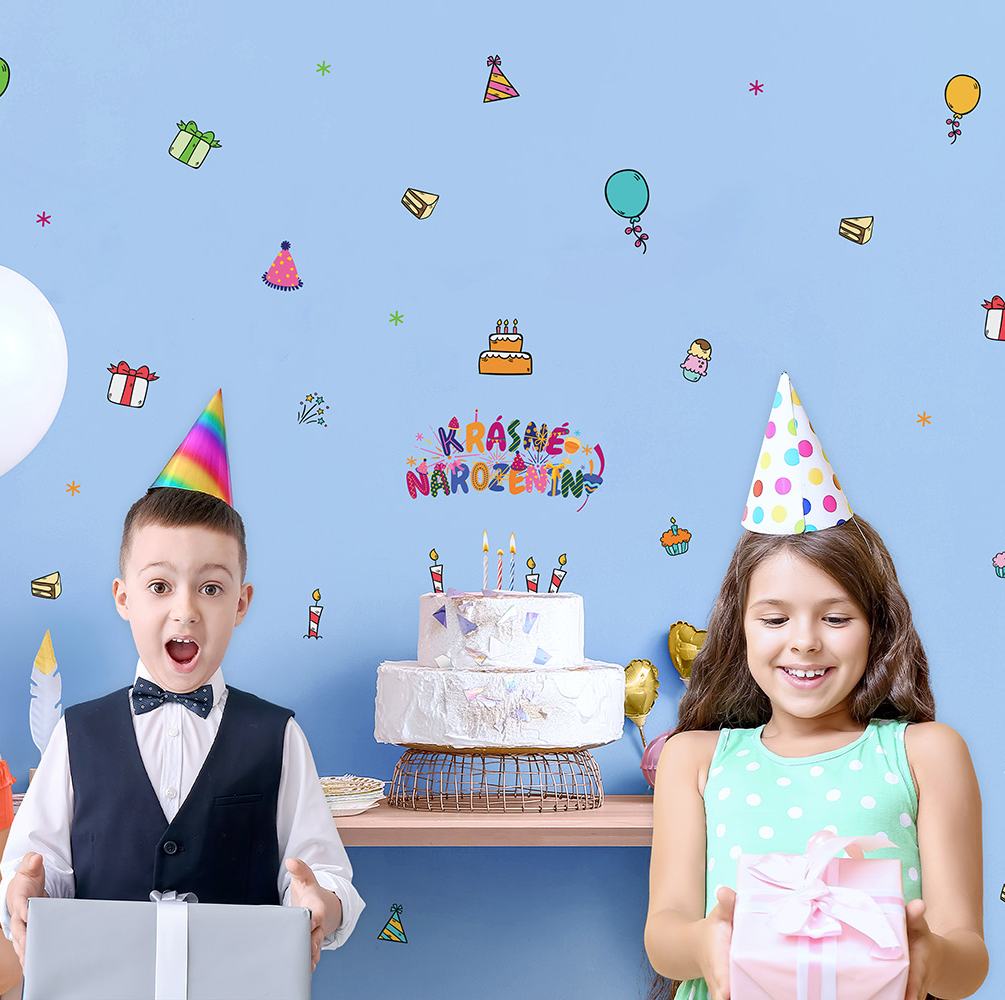 Nlepka na fotoze Krsn narozeniny s balnky a drky 45x65 cm