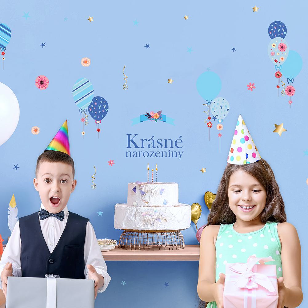 Nlepka na fotoze Krsn narozeniny s balnky modr 45x65 cm