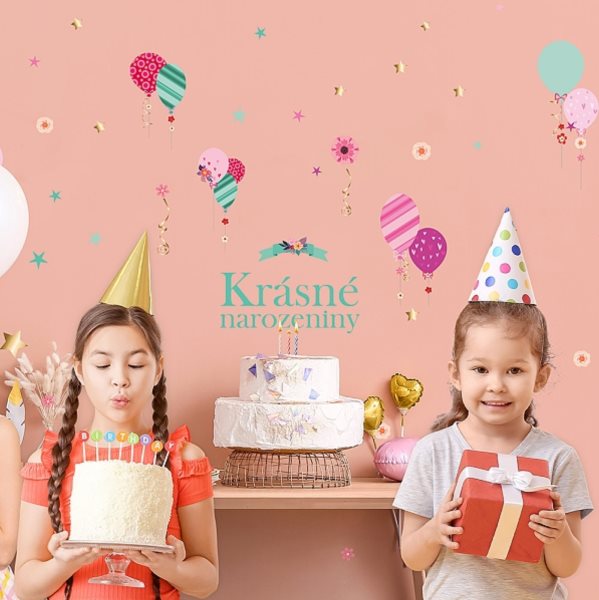 Nlepky na ze -  Krsn narozeniny balnky rov 45 x 65 cm