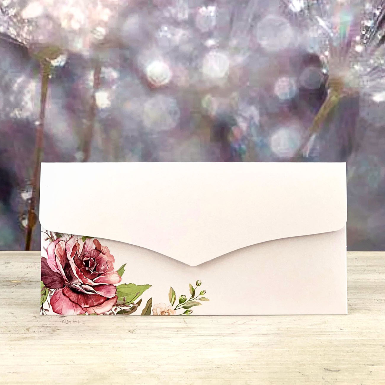 Obálka na peníze luxusní - s růží 22 x 11 cm