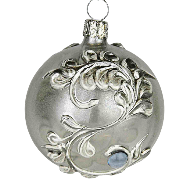Ozdoba vánoční Metalic dekor s modrým kamínkem - koule 6 cm