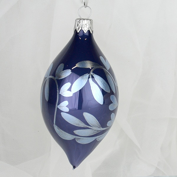 Ozdoba vánoční Tmavě modrý porcelán - oliva
