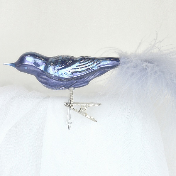 Ozdoba vánoční Tmavě modrý porcelán - pták velký
