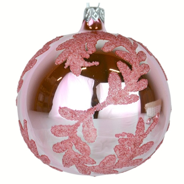 Levně Ozdoba vánoční Růžový lesk - koule 8 cm