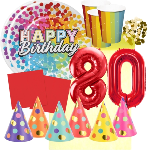 Party sada 80. narozeniny - barevné oslava pro 6 osob