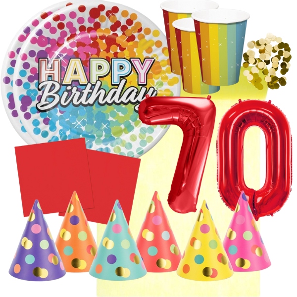 Party set pro 70 narozeniny - barevné oslava pro 6 osob