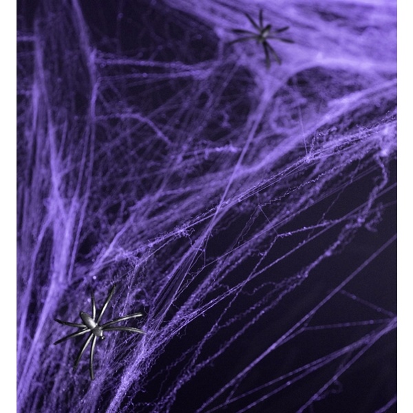 Pavučina velká fialová s pavoučky 1ks
