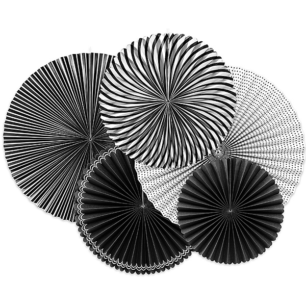 Party Black&White Rozety dekorační 5 ks