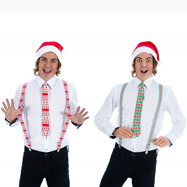 Sada vánoční – čepice, kšandy, kravata
