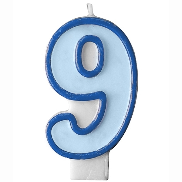 Levně SVÍČKA dortová "9" modrá 1ks