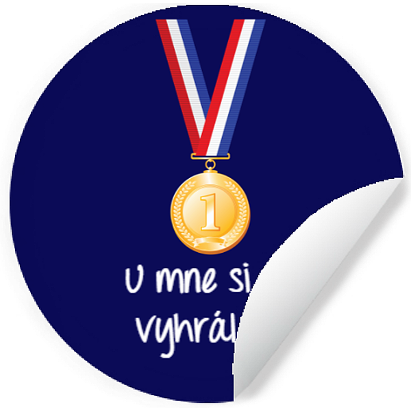 Levně Samolepka "U mne si to vyhrál" Medaile modré 10 cm
