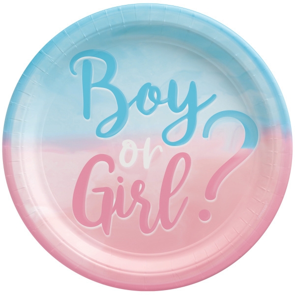 Talířky papírové "Boy or Girl" 23 cm 8 ks