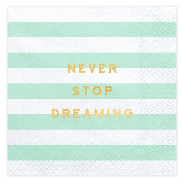 Ubrousky Yummy  Never stop dreaming, mint, 33x33cm