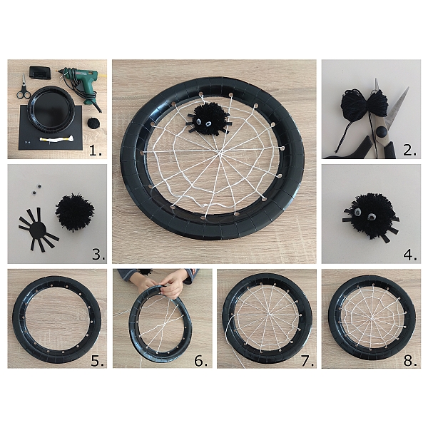 Výroba z papírových talířků - DIY - pavučina