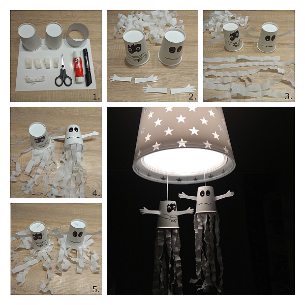 Halloweenská strašidla z kelímků