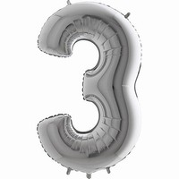 Balón fóliové číslo stříbrné 3