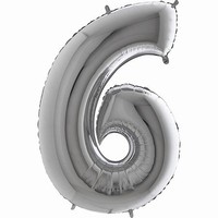 Balón fóliové číslo stříbrné 6
