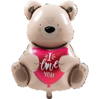 Balónek fóliový Medvídek hnědý "Miluji tě" 56 cm