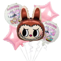 Bal�nkov� buket Labubu hn�d� s r��ov�mi hv�zdami 5ks