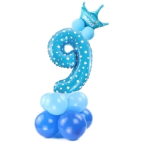 Balónkový set Číslice 9 s korunkou na podstavci modrá