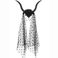 Čelenka černá s rohy a vlečkou