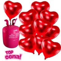 Helium s balonky srdce 10 ks  - �erven�