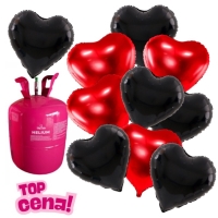 Helium s balonky srdce �ern� a �erven� 10 ks