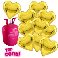 Helium s balonky srdce zlat� 10 ks