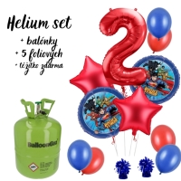 Helium set - Liga spravedlnosti 2 - helium, velk folie 1, 2 tematick, 2 hvzdy, 12  latexov balonky a psluenstv