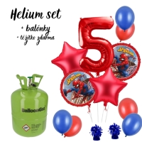 Helium set - Liga spravedlnosti 5- helium, velk folie 1, 2 tematick, 2 hvzdy, 12  latexov balonky a psluenstv