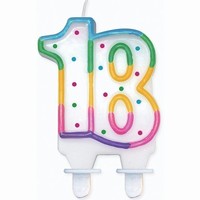 SVÍČKA DORTOVÁ 18 duhové puntíky 1ks