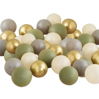 Sada mini balónků na balónkový oblouk Zlatá/olivová/šedá 40 ks