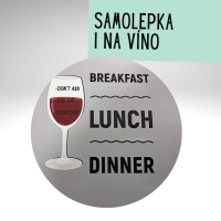 Samolepka "Breakfest,lunch, dinner" šedá 10 cm