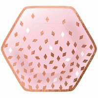 TALÍŘE papírové Hexagon Rose Gold Konfety 23cm 8ks