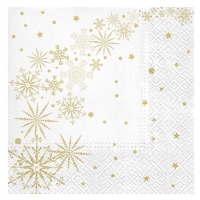 Ubrousky papírové Bílé se zlatými hvězdami 20 ks