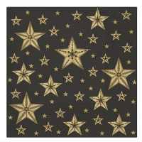 Ubrousky papírové Černé se zlatými hvězdami 20 ks