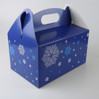 VÁNOČNÍ krabička modrá se sněhovými vločkami 8ks
