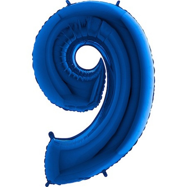 Balónek fóliový číslo 9 modrý 102 cm