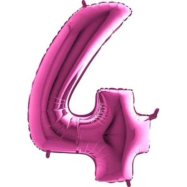 Balónek fóliový číslo 4 růžový 102 cm