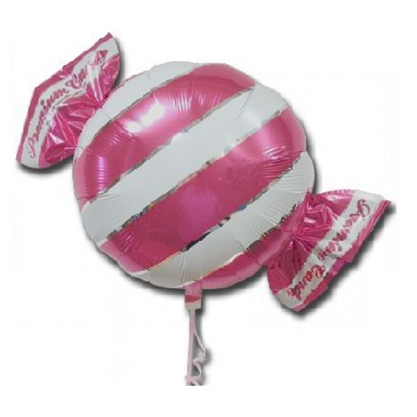 Balón fóliový Bonbón s proužky růžový