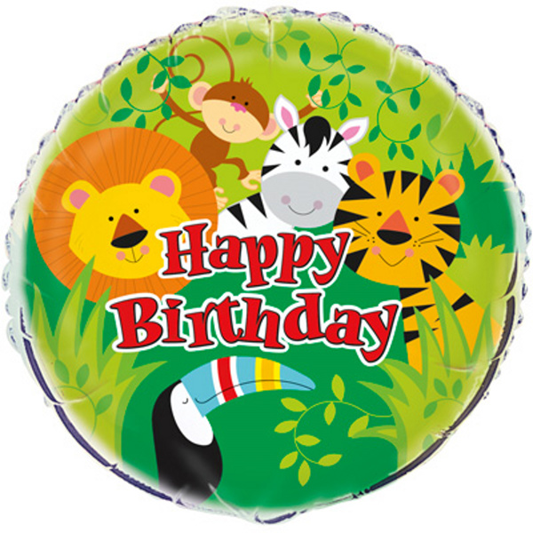 Balónek fóliový Džungle Happy Birthday 46 cm