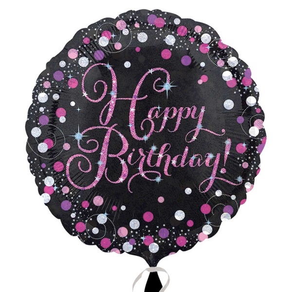 Balónek fóliový narozeninový Sparkling růžový 45 cm