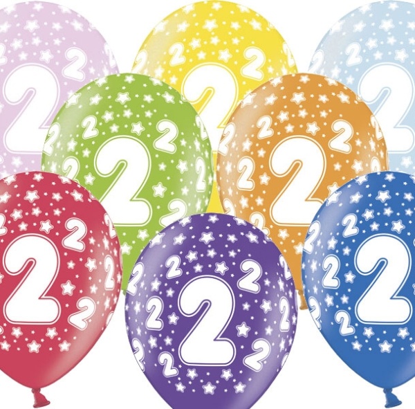 Balónek latexový metalický s číslem 2 (balení 50 ks)