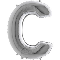 Balónek fóliový stříbrné písmeno C 102 cm
