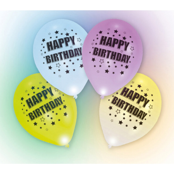 Balónky svítící Happy Birthday 4 ks