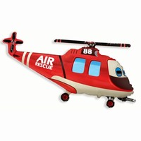 Balón fóliový Helikoptéra červená Rescue