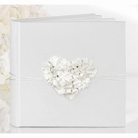 Svatební kniha bílá s květinovým srdíčkem