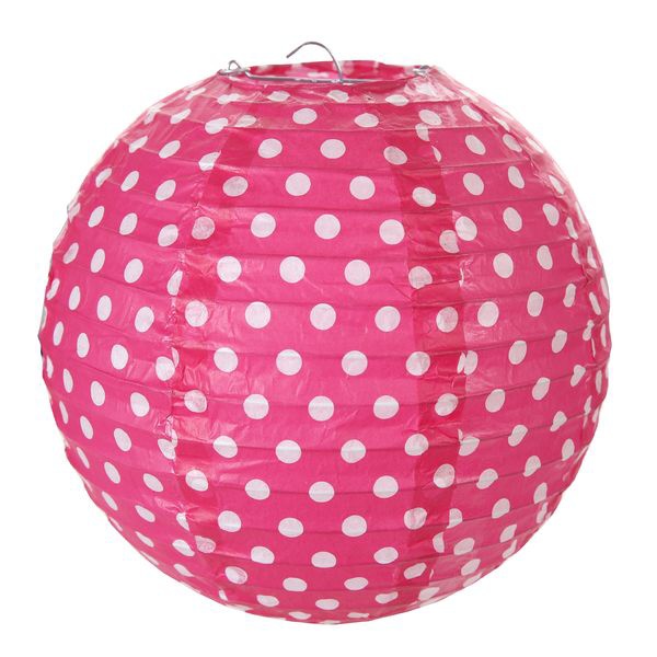Lampion s puntíky 20cm fuxiový
