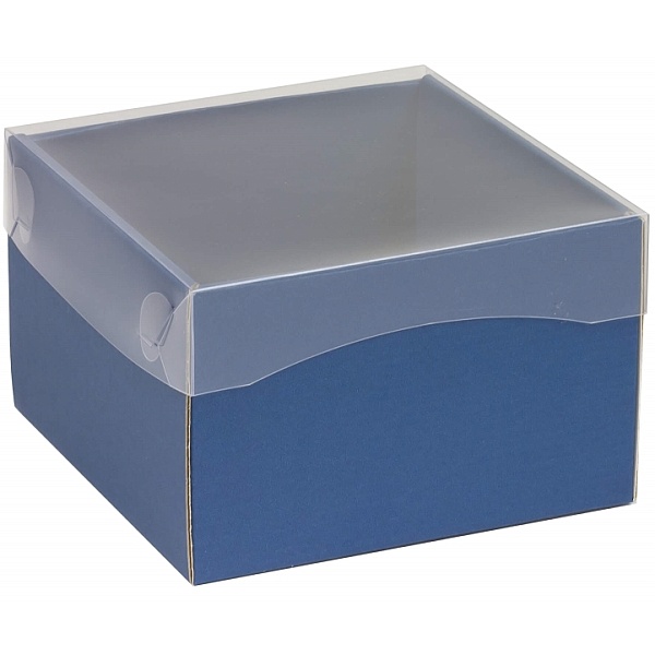 Dárková krabička pevná s průhledným víkem modrá