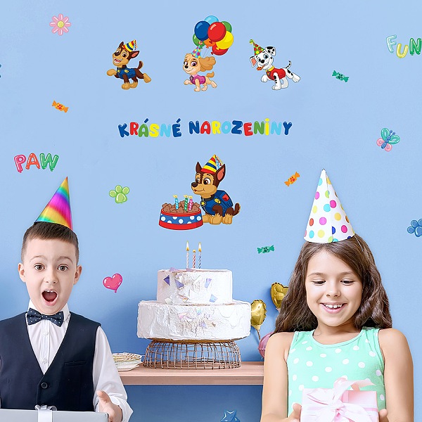 Nálepka na fotozeď Paw Patrol Krásné narozeniny šířka 45x65 cm